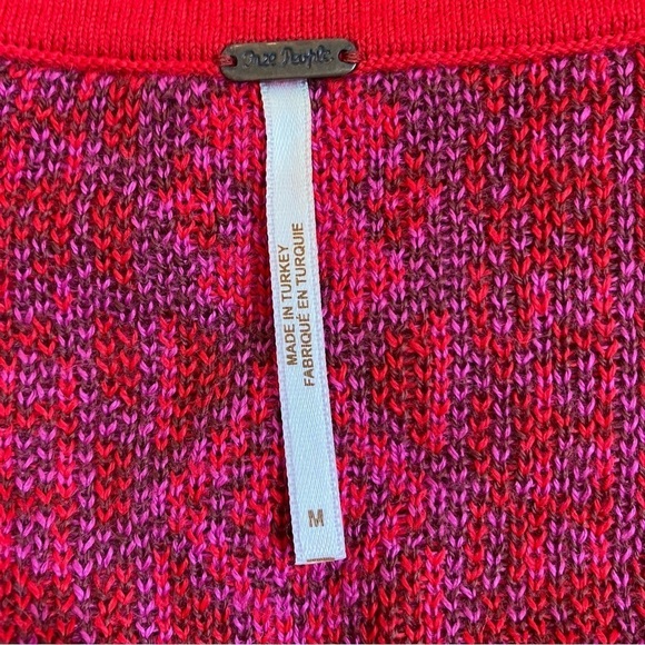 Free People Kitt Mini Dress Wool Blend Knitted Berry Combo Retro Boho 70s Sz M - Picture 8 of 16